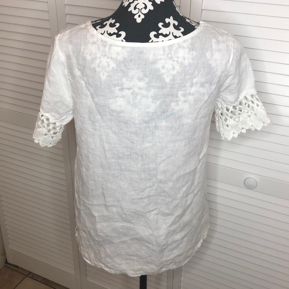 Lungo L’arno Linen Lace Top S Made in Italy - Picture 3 of 6